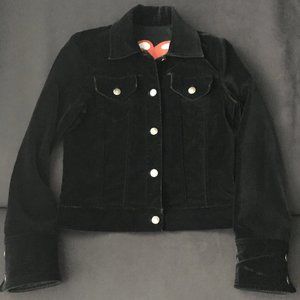 ALICE & OLIVIA WOMENS BLACK VELVET TRUCKER JACKET